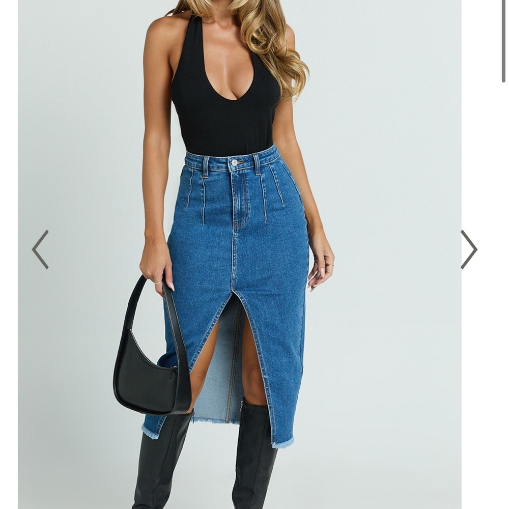 Showpo Blue Denim Pencil Skirt